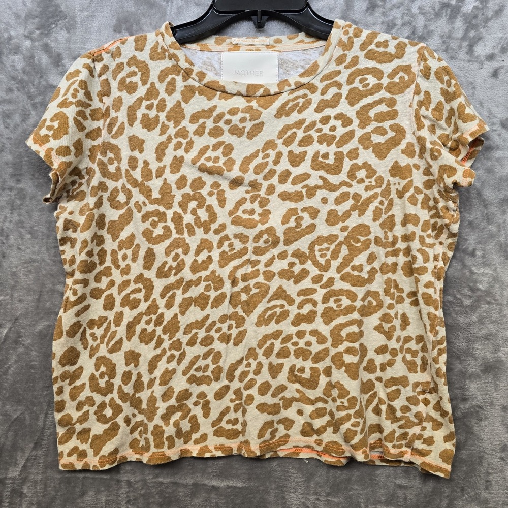 Mother Superior M/L Lil Sinful‎ Tee Leopard Print Short Sleeve Cotton/Linen Boxy